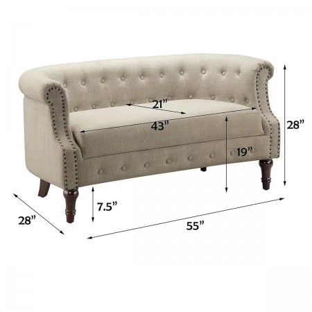 QH23 : Ghế Sofa Viền Đinh Tán - Màu Kem